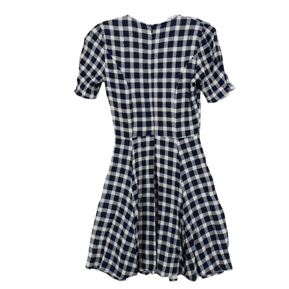 REFORMATION Mini Dress Blue White Gingham Check Fit Flare XS - Picture 4 of 8